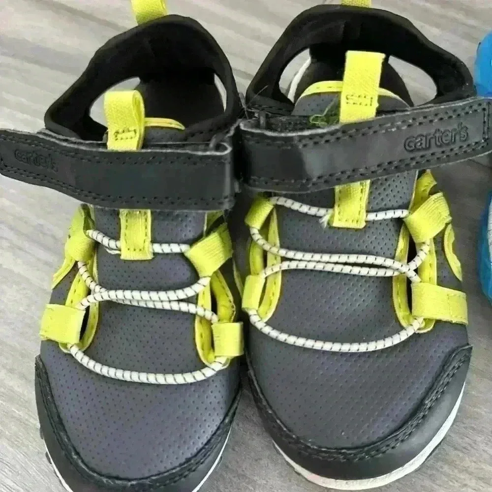 Carter's Kids Shoes Sandals Sneakers Set Grey Yellow Blue Size 10 Toddler